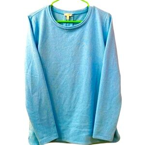 Talbots Sweatshirt Sweater Pullover Robin Egg Blue Pleated Back WM SZ M